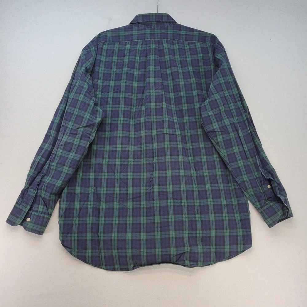 Ralph Lauren Button Down Shirt Mens XL Green Plaid Blaire Cotton Long Sleeve